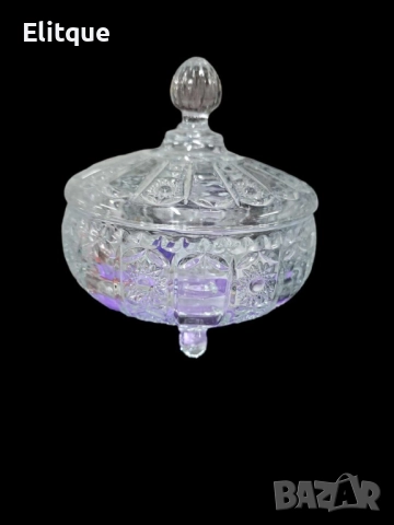 Стилна стъклена купичка с капаче за ядки, бонбони и др., снимка 2 - Други стоки за дома - 52903401