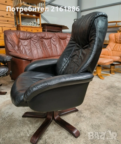 4010 Relax кресло с отоманка от естествена кожа , снимка 3 - Дивани и мека мебел - 53596187