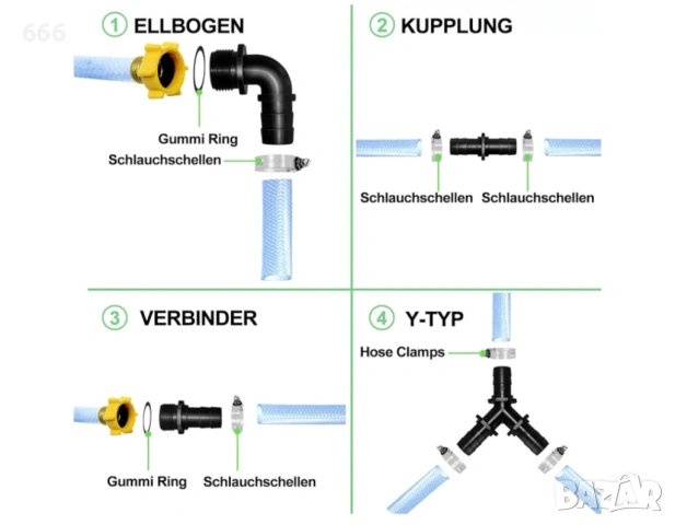 Комплект конектори за маркуч, снимка 6 - Други - 53010092