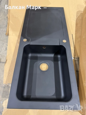 Мивка CAREA Botia – минерален композит, черна, нова с комплект