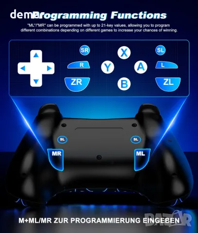 Контролер HASACOOL Switch Pro, безжичен контролер за Nintendo Switch/Lite/OLED, с Turbo & Vibration, снимка 9 - Аксесоари - 47520030