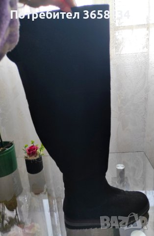 Черни дамски ботуши от набук , снимка 3 - Дамски ботуши - 43593150