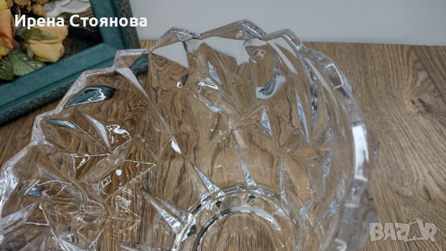 Голяма захарница или бонбониера с капак, кристалин., снимка 10 - Декорация за дома - 44872928