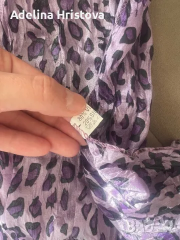 Лилав леопард шал коприна & вискоза, снимка 4 - Шалове - 47682453