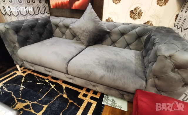 кадифен диван Altadena – НОВ (модерен честърфийлд), снимка 5 - Дивани и мека мебел - 51927664