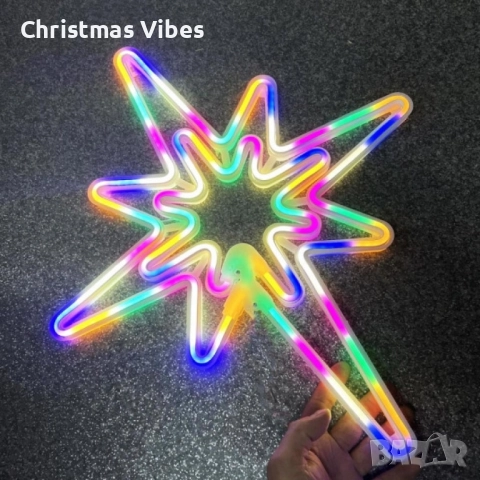 Светеща коледна LED звезда, водоустойчива,52 см, снимка 9 - Лед осветление - 52095265