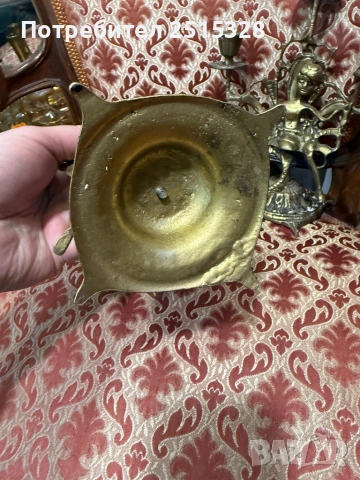 два стари бронзови свещника тройки, снимка 7 - Антикварни и старинни предмети - 53233646