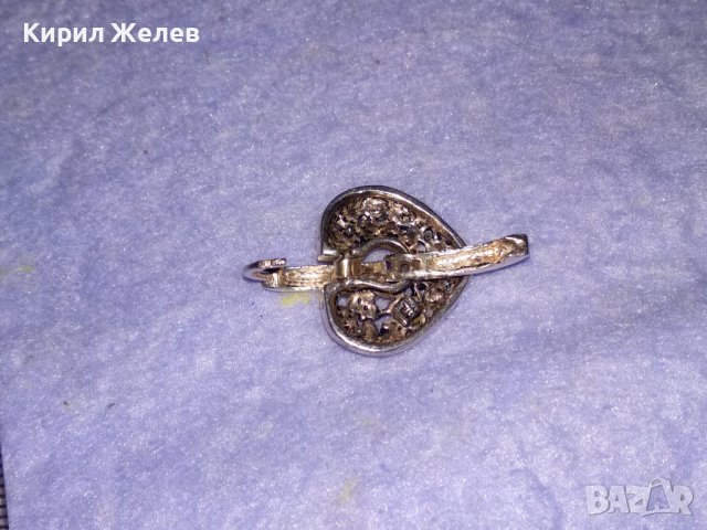 СКЪПОЦЕННА СЪРЦЕВИДНА АРТ НУВО СТИЛ СРЕБЪРНА ОБЕЦА СРЕБРО 925 с ФАСЕТИРАНИ ЦИРКОНИ 25829, снимка 4 - Обеци - 39226419