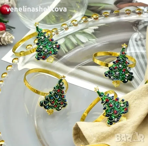 Коледна елха Пръстен за салфетки от плат 