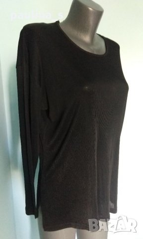 Туника / блуза с дълъг ръкав / ацетатна коприна "Fendi"® / кожен ефект, снимка 1 - Туники - 33437328