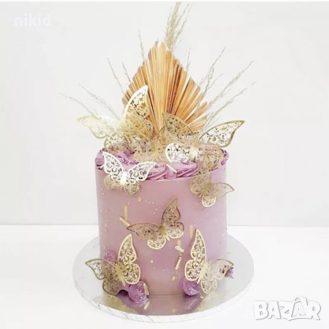 3D 12 бр pvc златни сребърни медени на дупки самозалепващи пеперуди декорация за торта стена мебел , снимка 10 - Други - 36976782