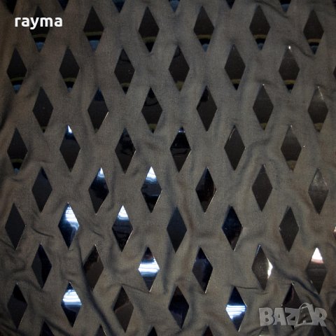 Италиански луксозен плат - копринен черен шифон с паети ромбове, снимка 5 - Рокли - 28190042