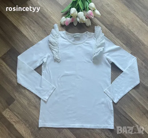 бяла с дантелки, снимка 6 - Блузи с дълъг ръкав и пуловери - 36164520