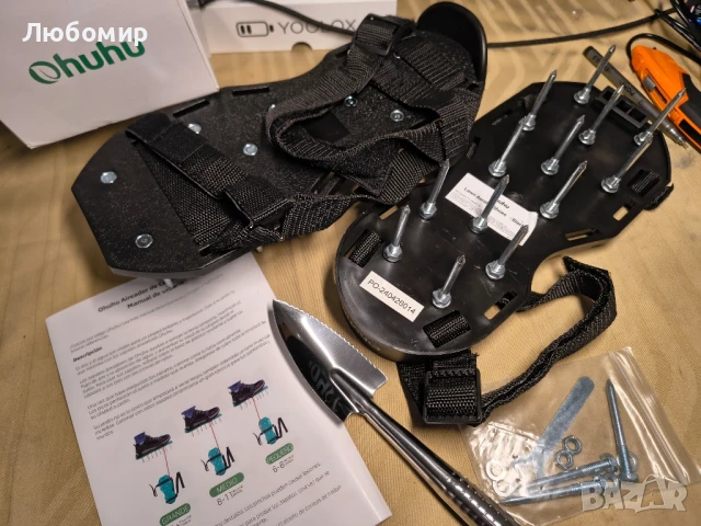 Аераторни обувки за тревни площи Ohuhu с лопата от неръждаема стомана, аераторни обувки за 

, снимка 5 - Други - 50578062