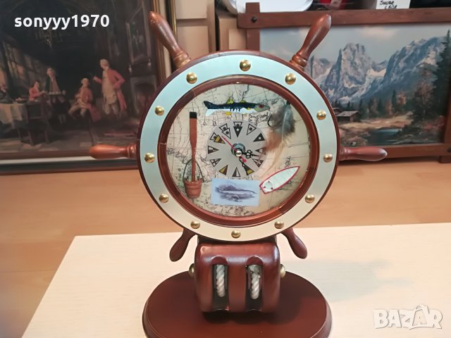 ГОЛЯМ КОРАБЕН РУЛ-АНТИКА-ЧАСОВНИК-33Х28Х12СМ