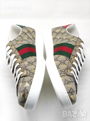 Мъжки кецове Gucci Ace Sneakers Beige GG Supreme Golden Bee EU 46.5 UK 12.5 US 13 Нови с кутия, снимка 4 - Кецове - 53490019