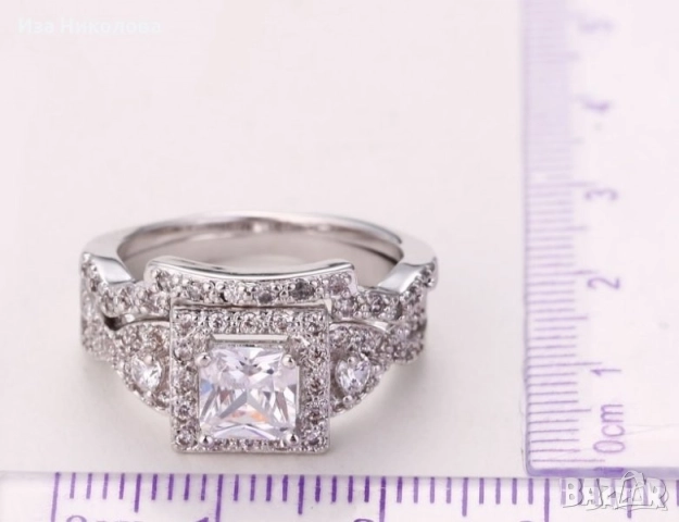 Сребърни пръстени, австрийски кристали, сапфир, смарагд, аметист, топаз, снимка 14 - Пръстени - 32502529