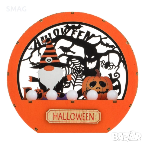 LED дървено украсение Happy Halloween / Хелоуин_1244369, снимка 3 - Декорация за дома - 52037606