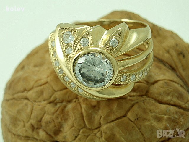 Продаден!златен пръстен с цирконии -Паула- 7.22 грама/ размер №57, снимка 6 - Пръстени - 28223268