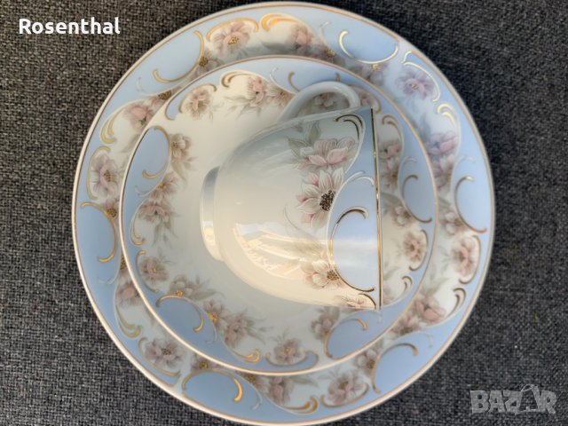 4 бр. Тройни сета -Винтидж сервиз на EPIAG за кафе с десертни чинии, снимка 5 - Сервизи - 32653028