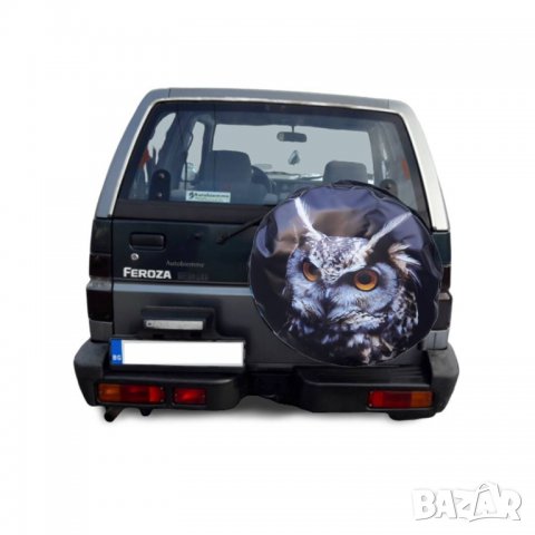 Кожен калъф за резервна гума на джип с картинка БУХАЛ, снимка 1