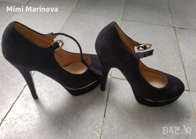 Велурени обувки на висок ток, снимка 1