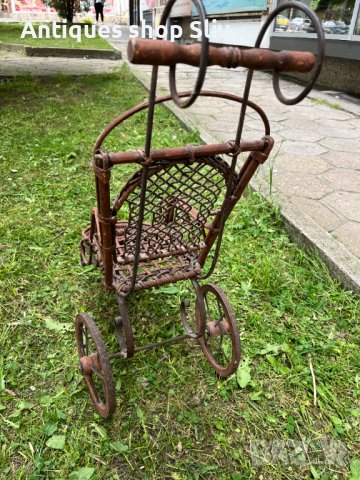 Стара плетена количка за кукли. №3998, снимка 8 - Антикварни и старинни предмети - 40730612
