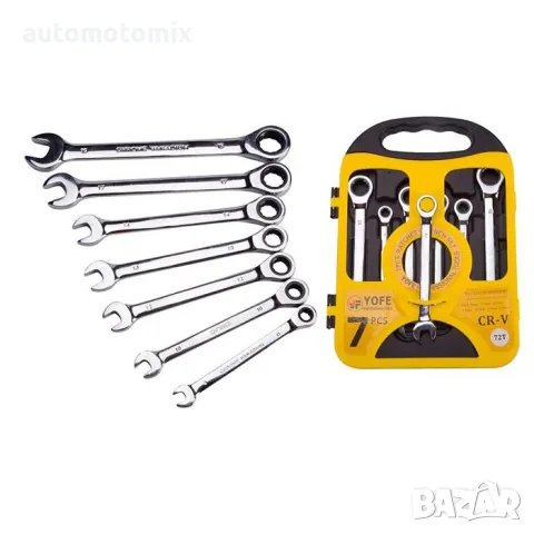 Ключ гаечен с тресчотка 8-19мм 7БР.КОМПЛЕКТ - 2441, снимка 3 - Аксесоари и консумативи - 48799376