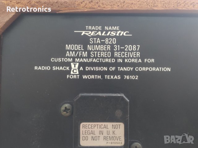 Realistic STA-820 stereo receiver, снимка 13 - Тонколони - 28071045
