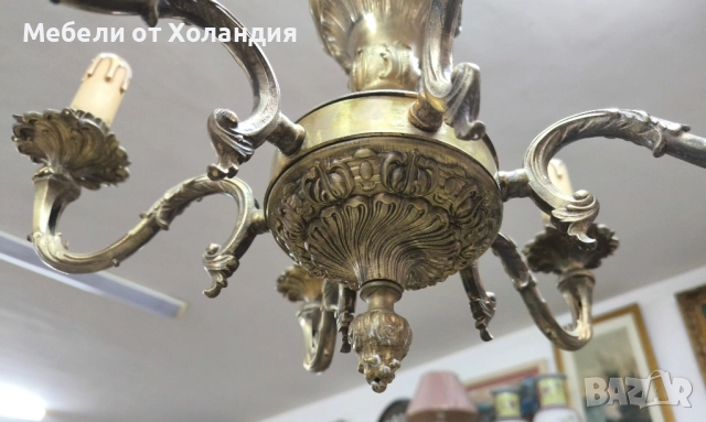 масивен бронзов полилей 6-ца, снимка 3 - Полилеи - 52390709