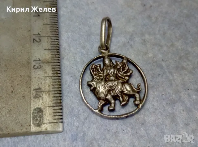 Durga Maa Vaishno Mata ТРАДИЦИОНЕН ХИНДУИСТКИ СРЕБЪРЕН ПЕНДАНТ СРЕБРО ВИСОКА ПРОБА РъчнаРАБОТА 