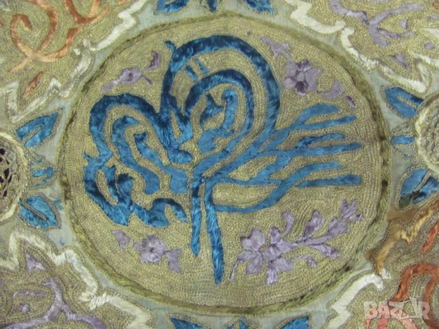 19 век Ислям Отоман Пошивка Сърма и Тугра, снимка 3 - Антикварни и старинни предмети - 36590256