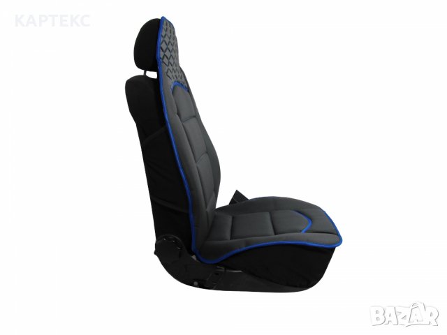  Комплект универсални калъфи тип масажор за предни седалки - черно със син конец - Еко Кожа и Тексти, снимка 4 - Аксесоари и консумативи - 38070113