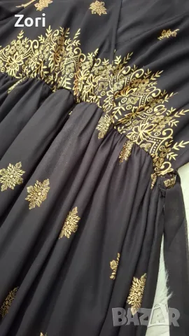 РАЗКОШНА черна рокля със златиста щампа 2ХЛ/3ХЛ размер , снимка 10 - Рокли - 50175291