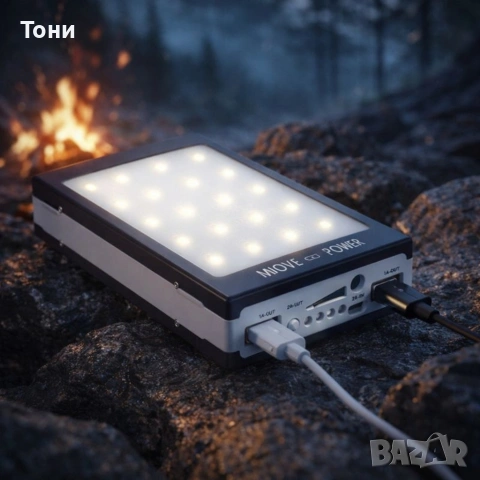 Соларна външна батерия, Power Bank 80000 mAch, външна батерия за GSM + 20 LED, снимка 2 - Външни батерии - 53422188