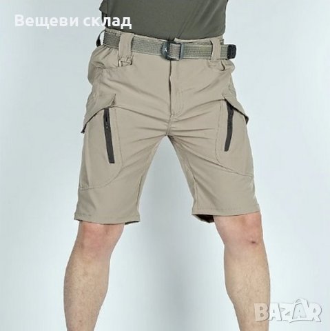 Къси мъжки бежови карго, тактически панталони леки L, снимка 2 - Къси панталони - 43850461