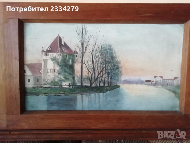 Античен голям триптих, стари рисувани картини на платна. , снимка 6 - Пана - 51802904