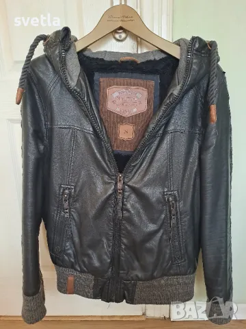 Кожено яке,естествена кожа с качулка.
