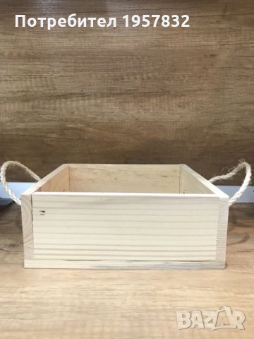 Декоративна дървена кутия с конопена дръжка, снимка 5 - Декорация за дома - 26229248