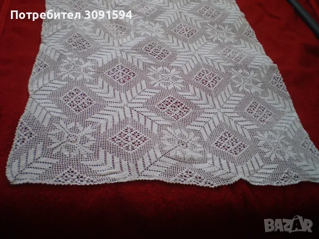 Красива бяла правоъгълна плетена на една кука покривка, снимка 7 - Декорация за дома - 50181509