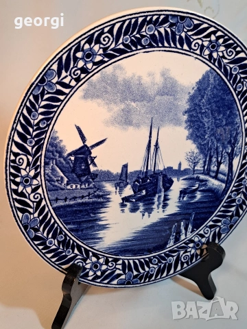 белгийска декоративна порцеланова чиния Boch 32/2, снимка 3 - Декорация за дома - 53155003