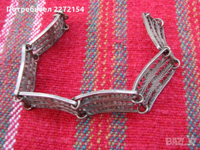 Филигранна сребърна гривна верижка, снимка 2 - Антикварни и старинни предмети - 28286755