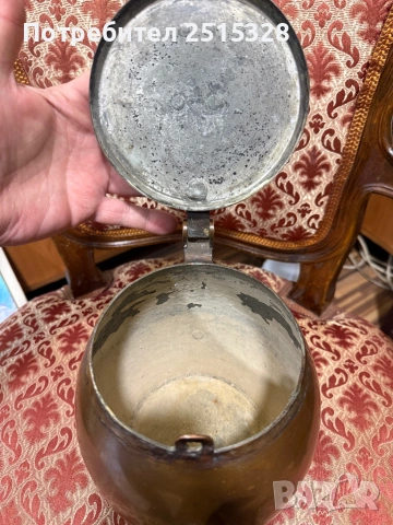 Античен стар масивен меден чайник, снимка 5 - Други ценни предмети - 53247080