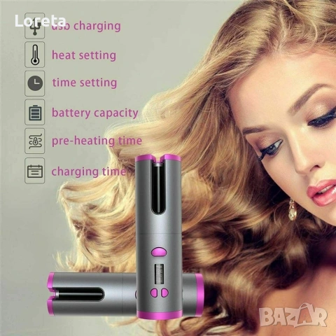 Безжична автоматично въртяща се маша за вълнообразни къдрици., снимка 4 - Аксесоари за коса - 53309289