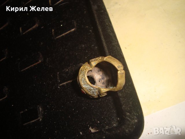 СТАРИНЕН ВЪЗРОЖДЕНСКИ ПРЪСТЕН САЧАН БРОНЗ УНИКАЛНА РЪЧНА МАЙСТОРСКА ИЗРАБОТКА с КАМЪНИ БИЖУ 17533, снимка 8 - Антикварни и старинни предмети - 33046715