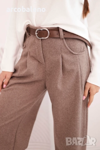 Дамски широки панталони с колан, 5цвята , снимка 5 - Панталони - 52344944