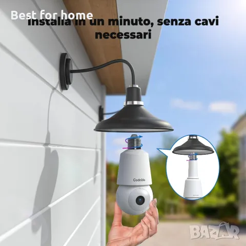 Външни WiFi камери с крушки за завъртане към фасунга -2 броя	Codnida, снимка 2 - Други - 50152705