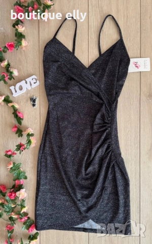 дамска рокля с блестящи частици в три цвята, снимка 4 - Рокли - 51767955