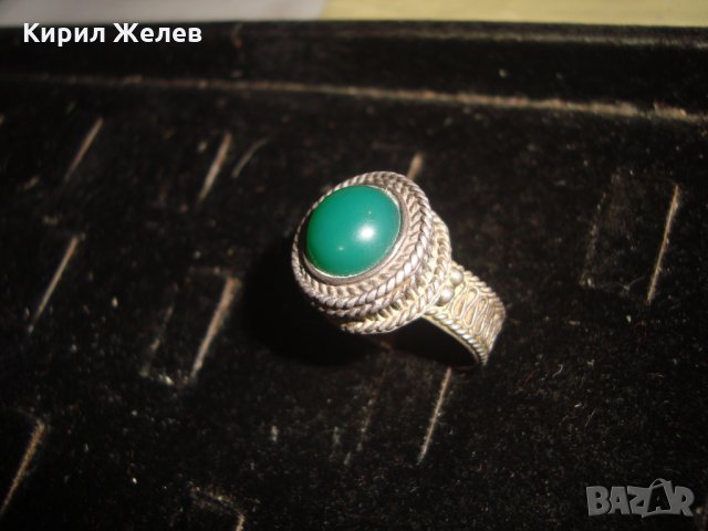 СРЕБЪРЕН СТАР 19 ВЕК ПРЪСТЕН с ГОЛЯМ ШЛИФОВАН КАМЪК ЗЕЛЕН АХАТ - СРЕБРО СТАРО ГРАДСКО БИЖУ 22478, снимка 12 - Антикварни и старинни предмети - 33046862