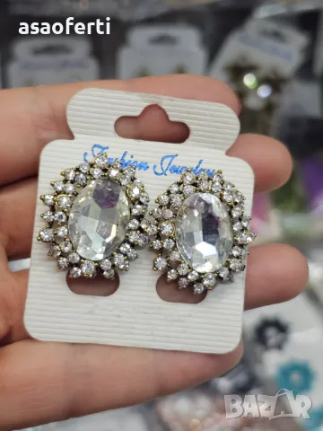 Обеци с кристали и камъни #14525-2